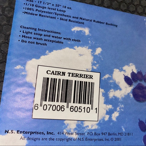 NEW Cairn Terrier Floor Mat 17.5”- 25” 18 oz - Picture 3 of 3